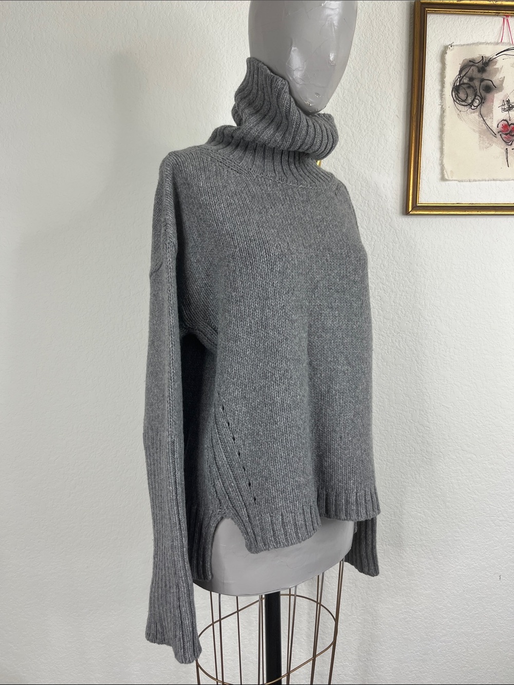 G. Label GOOP Merino Wool Yang Hi Cuff Gwenyth Paltrow Turtleneck Ribbed Slit He